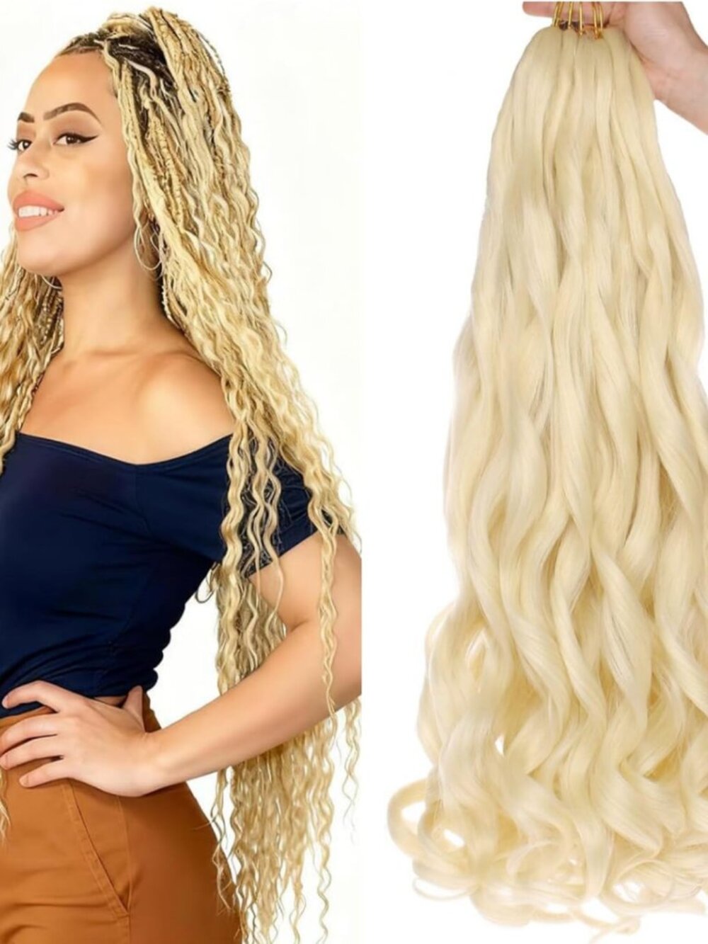 Blonde French Curl Synthetic Hair Extensions